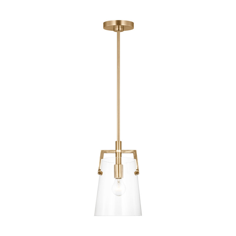 Crofton 1 Light Kitchen Pendant With Clear Shade, 55.75" H x 7.75" W x 7.75" D, Satin Brass