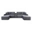 Canapé d'angle surdimensionné en forme de U avec porte-gobelets et ports USB, canapé modulable en velours côtelé gris avec assises profondes pour salon