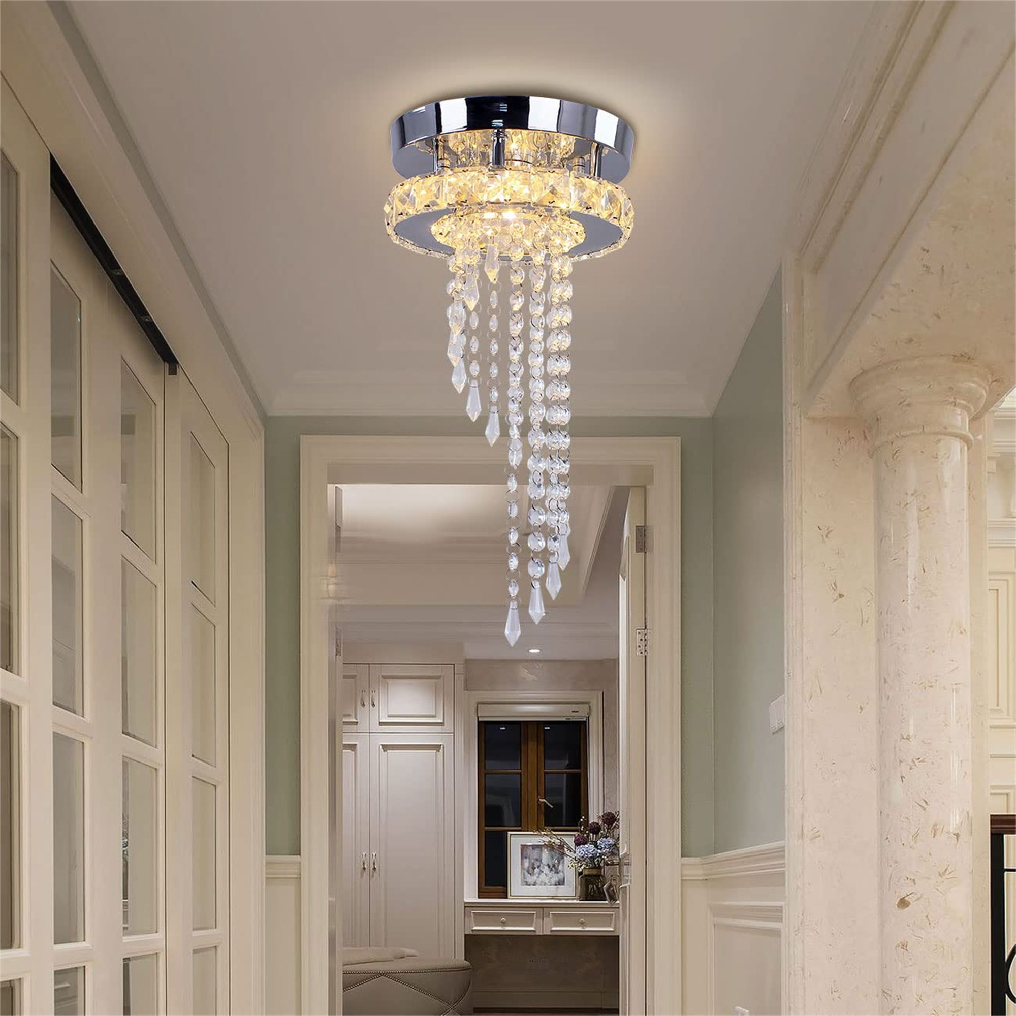 TRA-Black Semi Flush Mount, Globe Glass Small Modern Kitchen Light Fixture,  Close to Ceiling Lights for Bedroom, Hallway, Porch - Walmart.com, image size:2000x2000