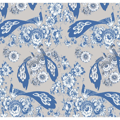 Rouleau de papier peint métallique 33 po x L 20,5 po Royal Delft Bloemdecor