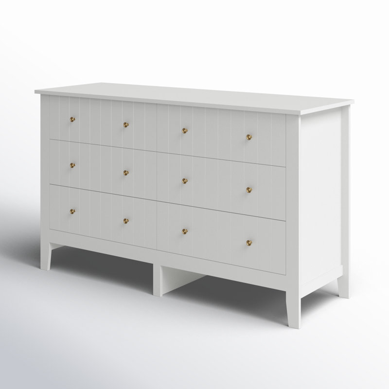 Arcel 52.36" W 6-Drawer Manufactured Wood Double Dresser, White