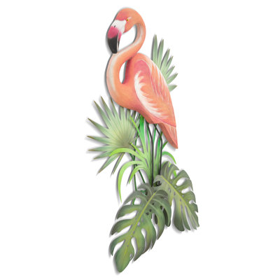 Flamingo in Tropical Foliage (wood/metal)