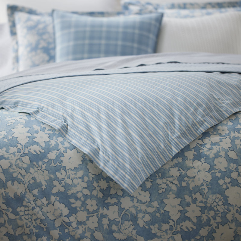 Ensemble de housse de couette Heather Blue King, Bleu, Housse de couette très grand + 2 taies décorativ