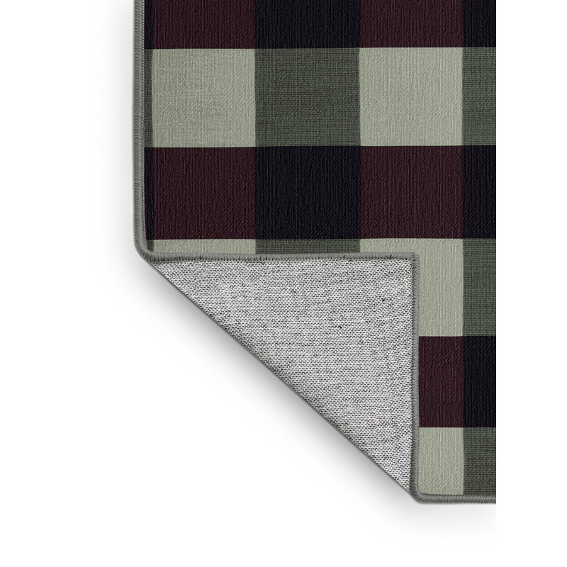 Tapis brun à carreaux lavable à la machine, Rond 5 pi