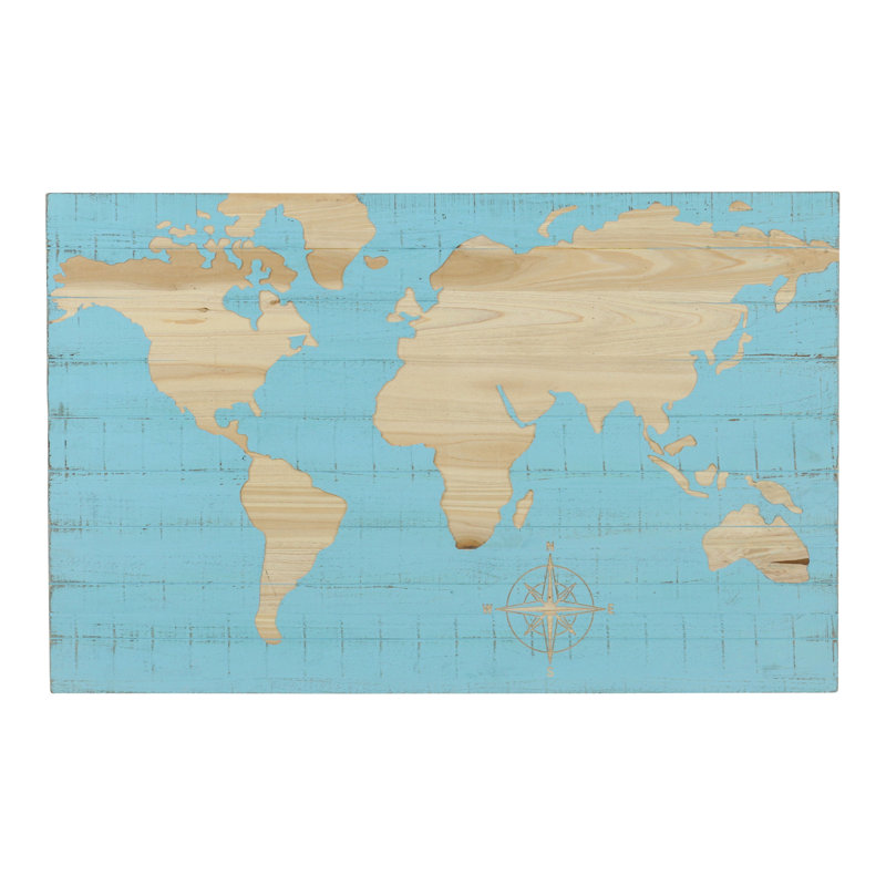 Mali Wood Nautical World Map Wall Art