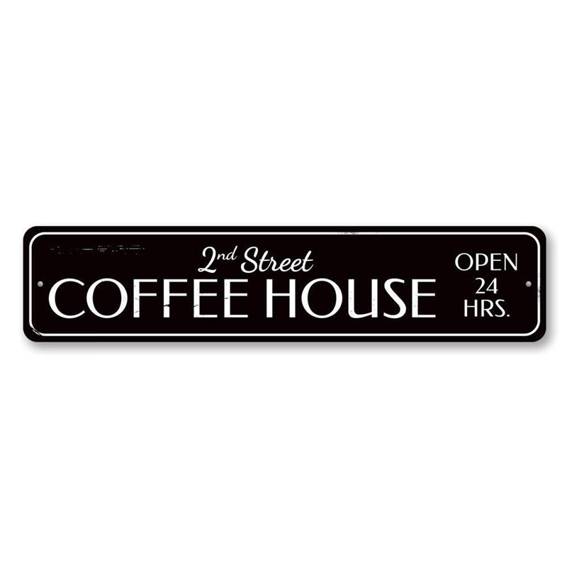 Plaque en aluminium personnalisée Coffee House, H 4 po x l 18 po x P 0,04 po