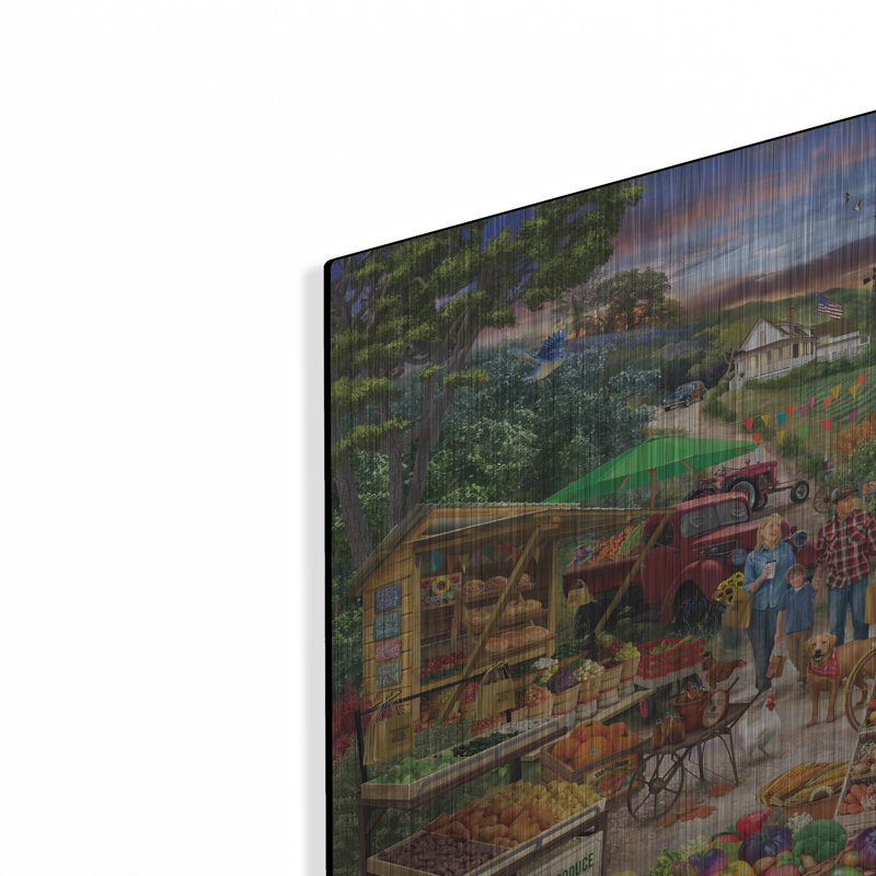 «Red Cams Farm Market» par Bigelow, art mural en métal, 36 po x 24 po, H 16 po x l 24 po