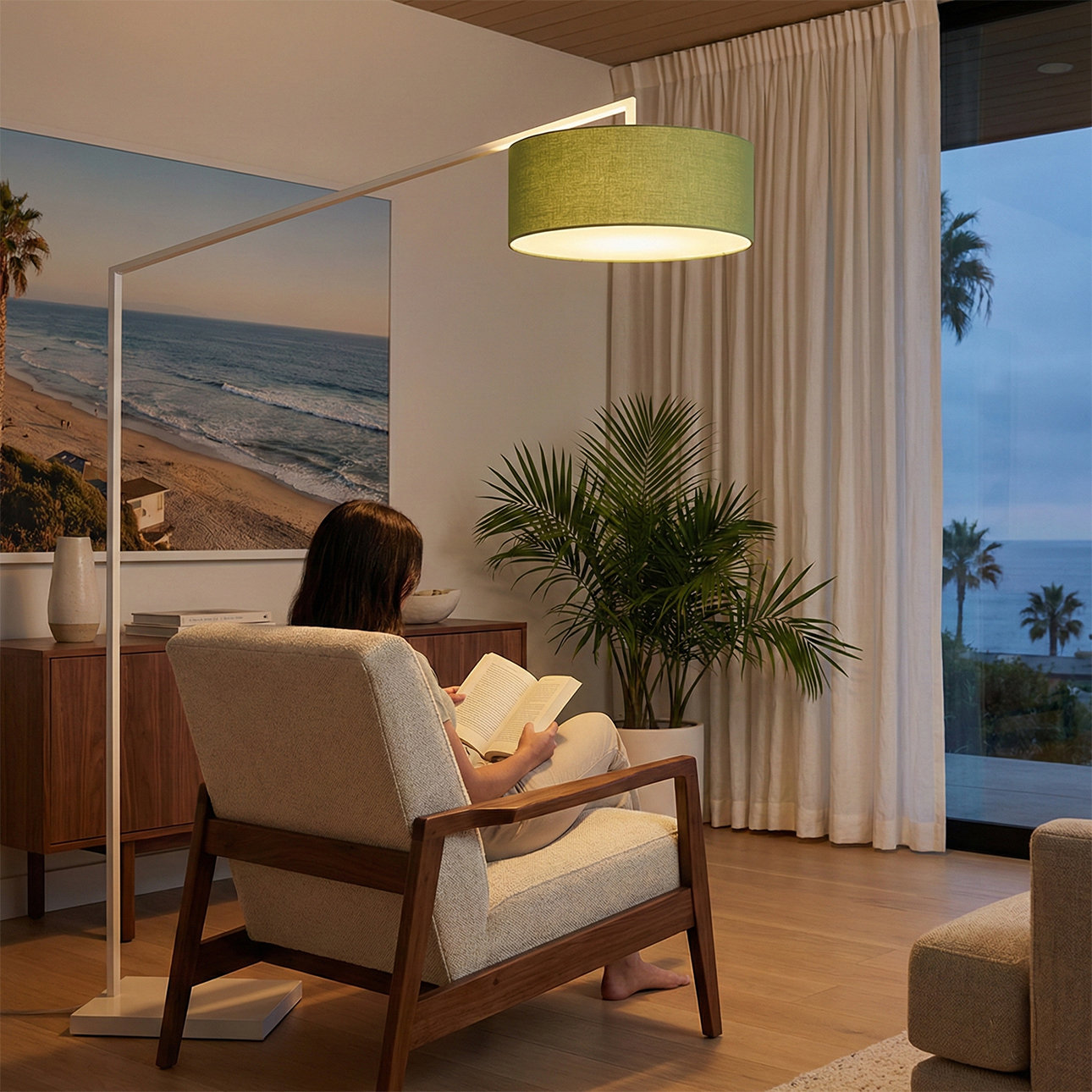 Stretch 87" Dimmable Floor Lamp, Avocado