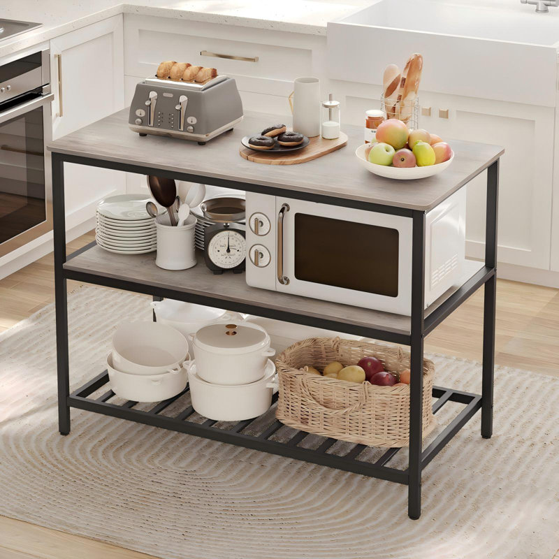 Riggle 47.4'' W Kitchen Island, Greige/Black