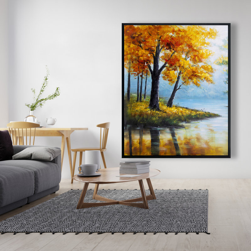 Trees By The Lake Print On Canvas