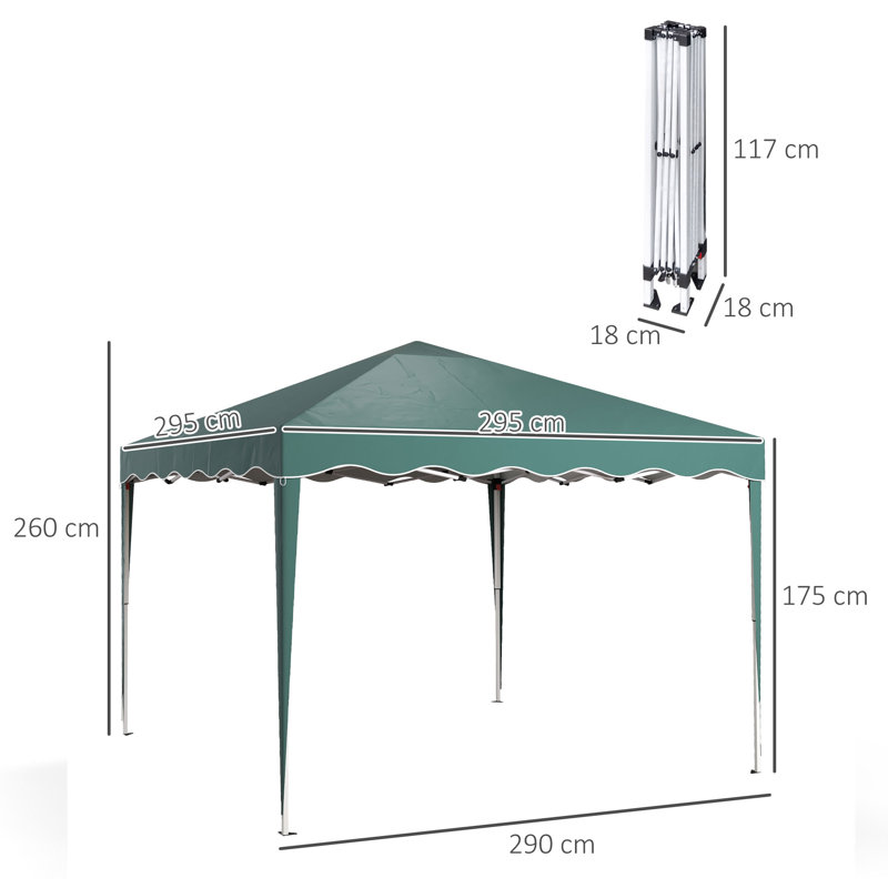 3m x 3m Steel Pop Up Canopy, Green