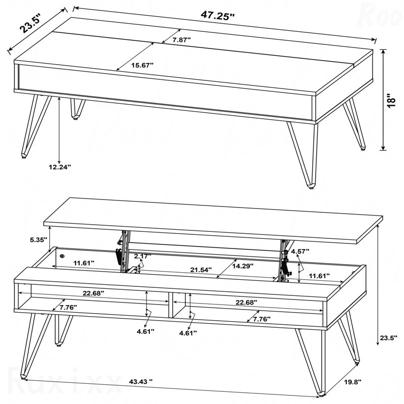Table basse à plateau relevable Golden Oak