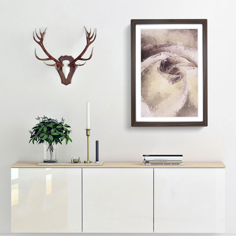 Pale Pink Rose - Framed Print, 48cm H x 36cm W x 2cm D, Walnut Framed