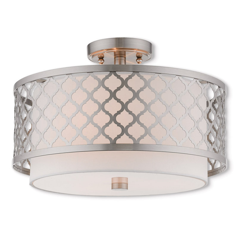 Pilirani Fabric Semi Flush Mount, Polished Chrome