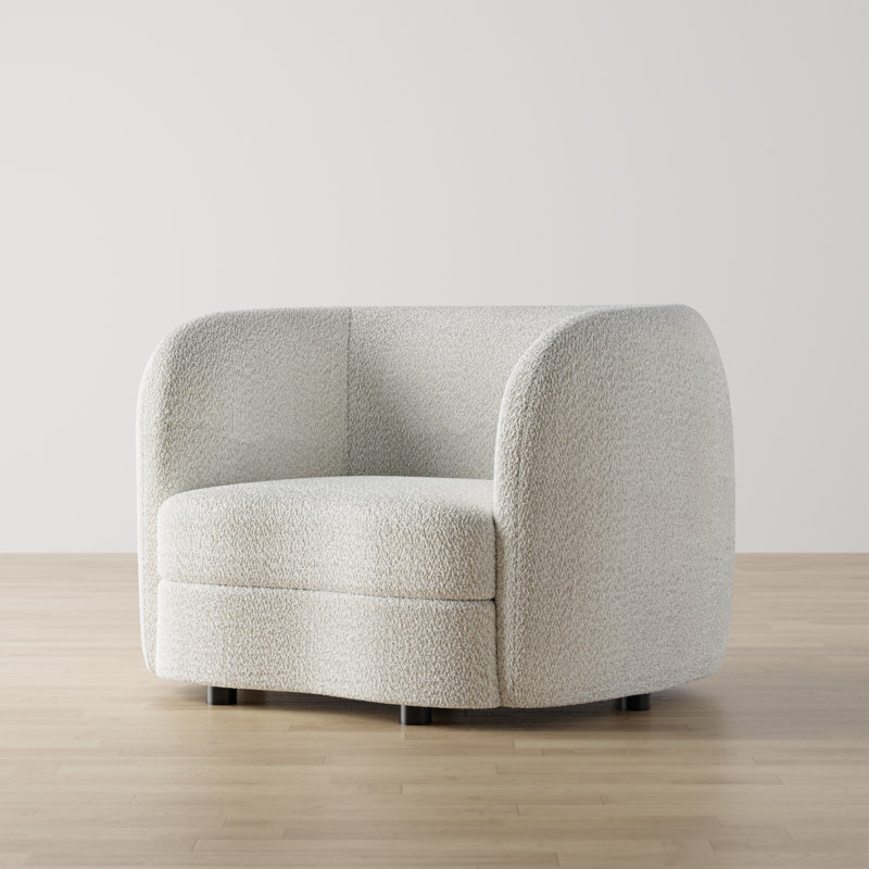 Celal Upholstered Barrel Chair, Off-White 100% Polyester