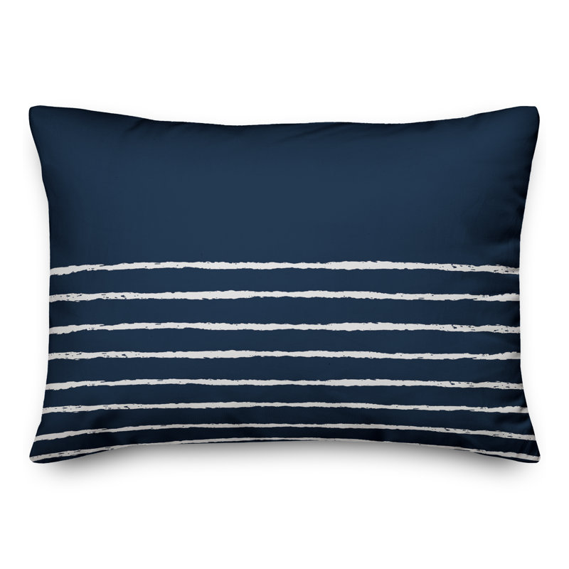 Aezaz Rectangular Pillow Cover & Insert, Navy/White
