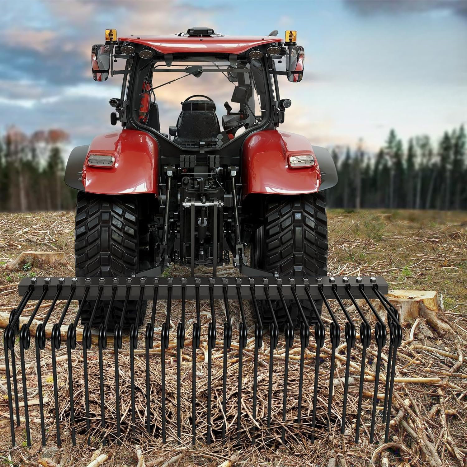 Williston Forge 60'' 3-Point Tractor Landscape Rake, Heavy-Duty Powder ...