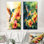 Colibri en vol - oiseau vert, ensemble de 2 reproductions d'art mural en métal