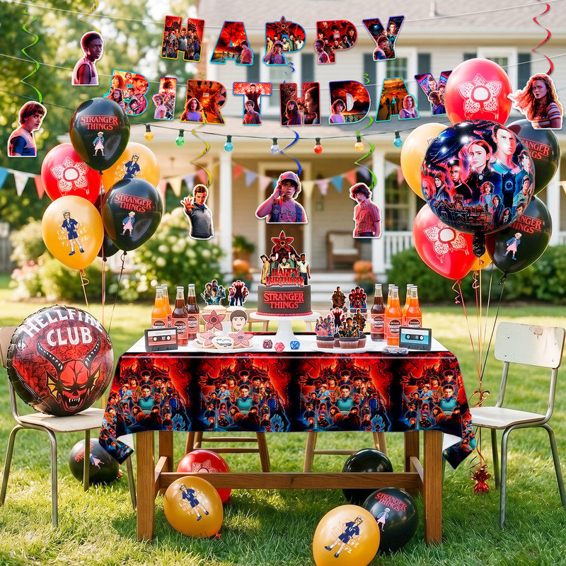 47 pièces de décorations de fête d'anniversaire Stranger Things, ensemble de décorations de fête pour enfants Stranger Things