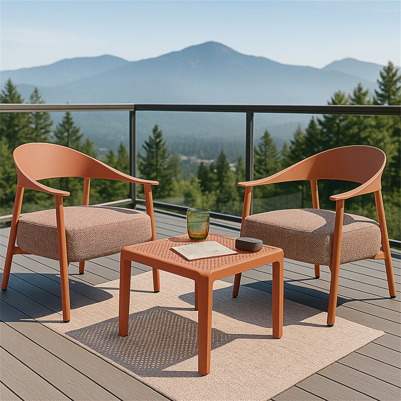 Ensemble de chaises d'appoint 2 pièces avec table basse Modern, Brun abricot