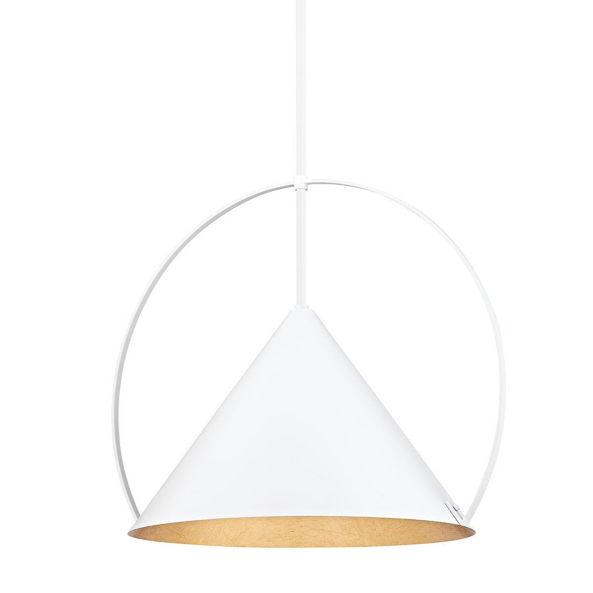 Nicholaus Single Light Metal Dimmable Pendant, 15.25" H x 18" W x 18" D, White / Gold