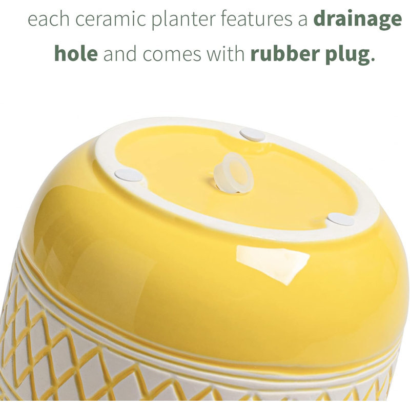 Pots en céramique jaunes de 6 po + 4,7 po - Jardinières d'intérieur avec drainage