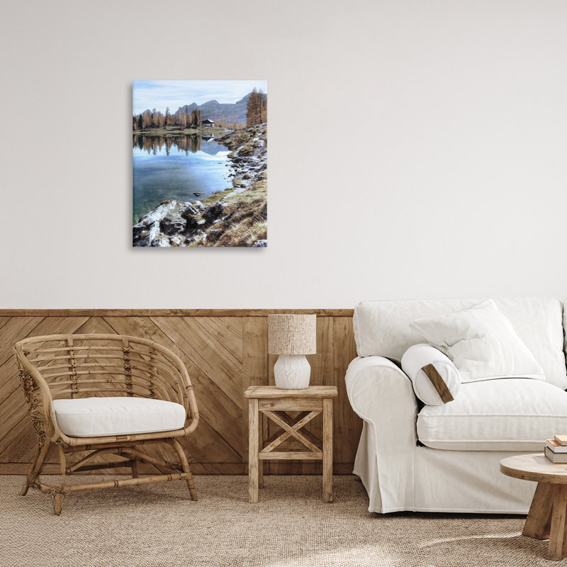 «Lake Cabin Forest Landscape Canvas», conception par Marcus Prime, H 20 po x l 16 po