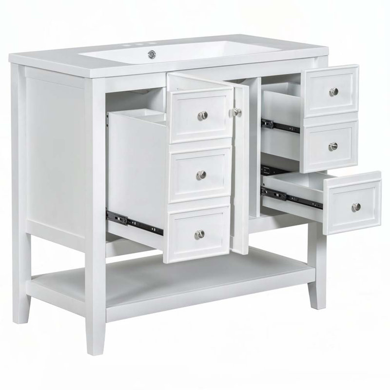 Meuble-lavabo 36 po avec lavabo en céramique, Blanc