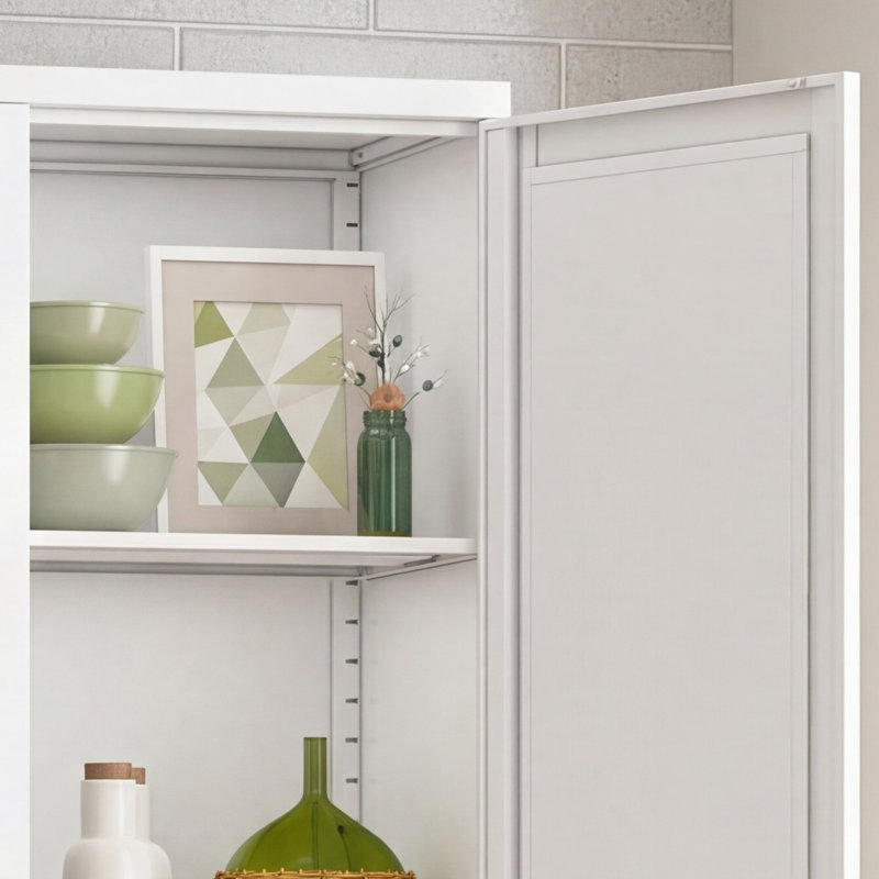 Armoire de rangement en métal à deux portes avec trois tablettes réglables; Unité de rangement multifonctionnelle convenant aux cuisines, aux buanderies et à d'autres espaces similaires.