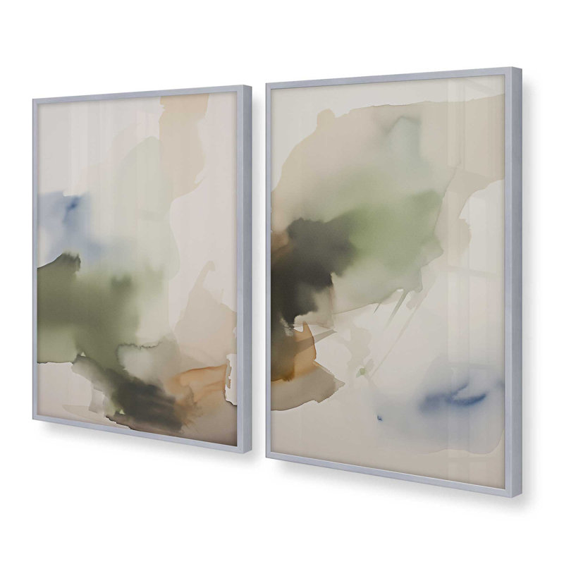 «Tranquil Earth Reverie», ensemble de 2 impressions, Chrome poli, H 37,25 po x l 50,5 po