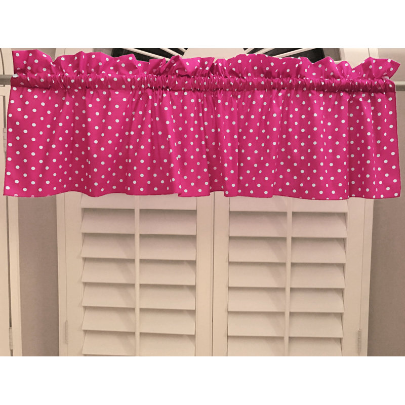 Cantonnière sur mesure en mélange de coton à pois 58 po Garaitz, L 58 po x L 28 po, Blanc / fuchsia