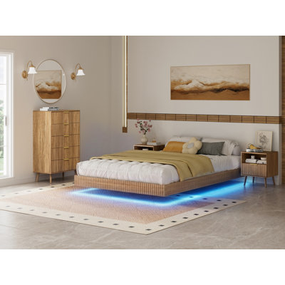4-piece Bedroom Set, King Size Bed Frame, Chest & 2 Nightstands