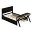 Lit de jeu moderne en bois avec tête de lit à DEL, bureau éclairé, connectivité USB et 2 tiroirs de rangement sous le lit-394647894