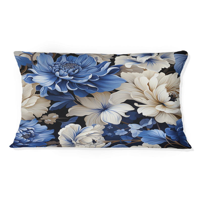 Motif floral de style victorien bleu I Renaissance - coussin à imprimé floral