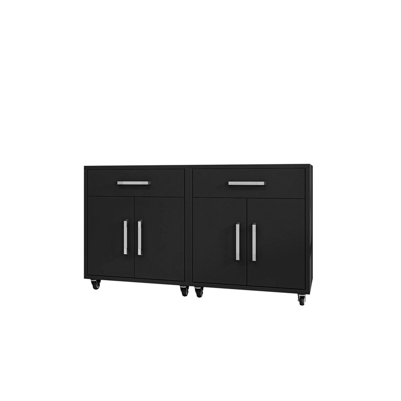 Aseem 2 Piece Single Storage Cabinet ( 34.41'' H x 56.7'' W x 17.72'' D), Black