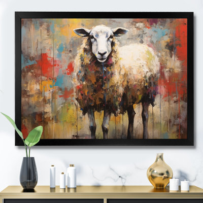 " Colorful Abstract Sheep Collage I " Mixed Media Print