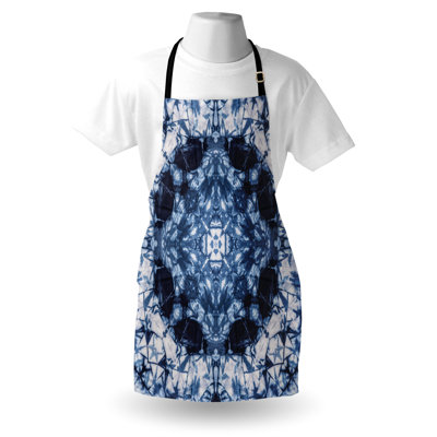 Indigo Paisley Apron Unisex, Tie Dye Art Hippie, Adult Size, Royal Blue and White