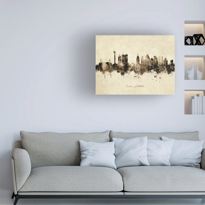 «San Antonio Texas Skyline Vintage», art de Michael Tompsett