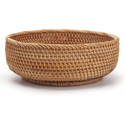  Fruit Basket, Wicker Basket Rattan Fruit Bowls for Kitchen Counters, Dining Tables, Coffee Bars (L)