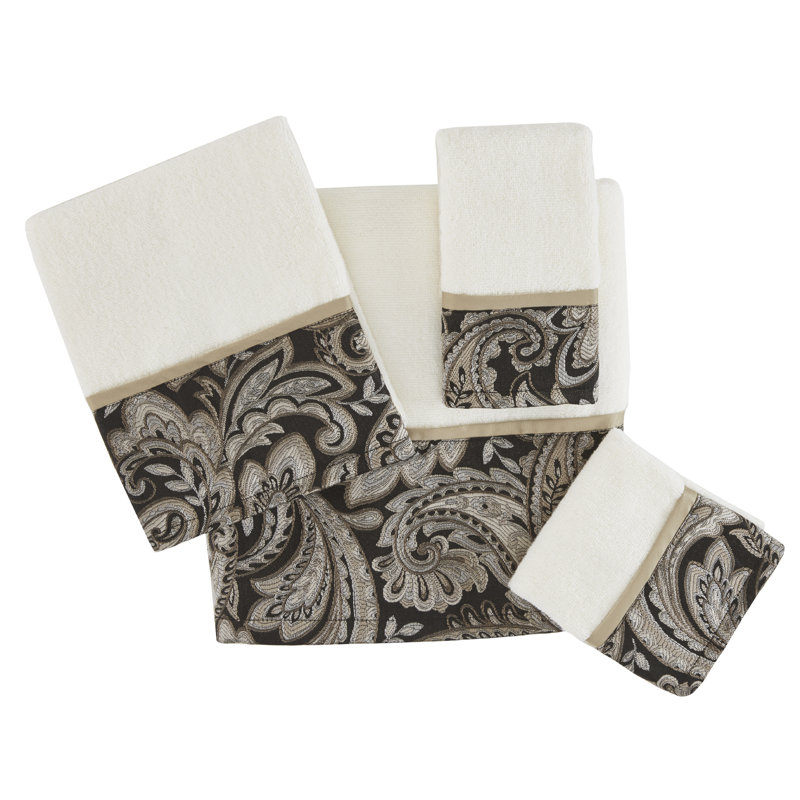 Aubrey 100% Cotton 6 Piece Quick Dry Cotton Towel Set, Black