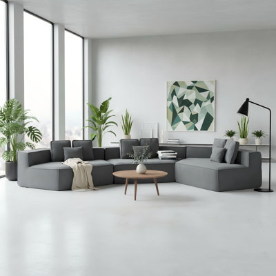 Canapé modulaire spacieux de 181 po avec velours en peluche, style moderne pour les espaces de vie en famille