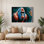 Art mural bleu faune