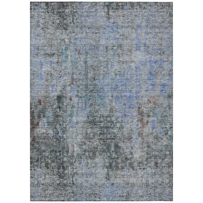 5' X 8' Gray Charcoal Abstract Washable Indoor Outdoor Area Rug