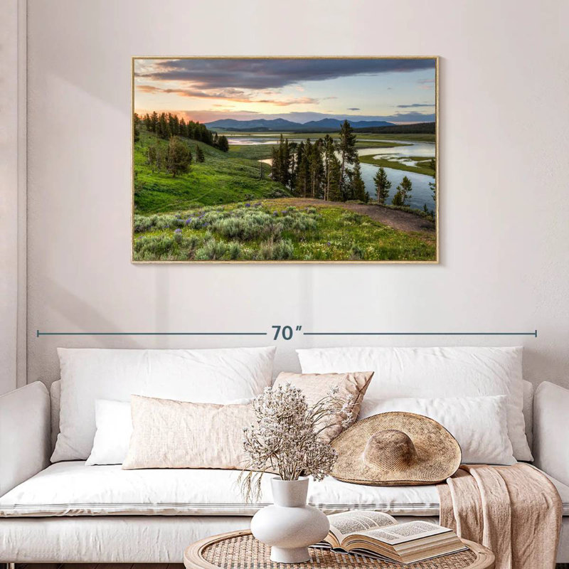 Hayden Valley Hills, Floating Frame Natural Wood, 43" X 29"