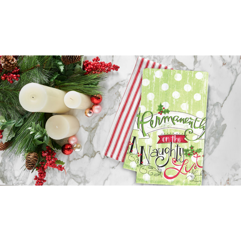 On The Naughty List Printed Flour Sack Kitchen Towel Dishtowel