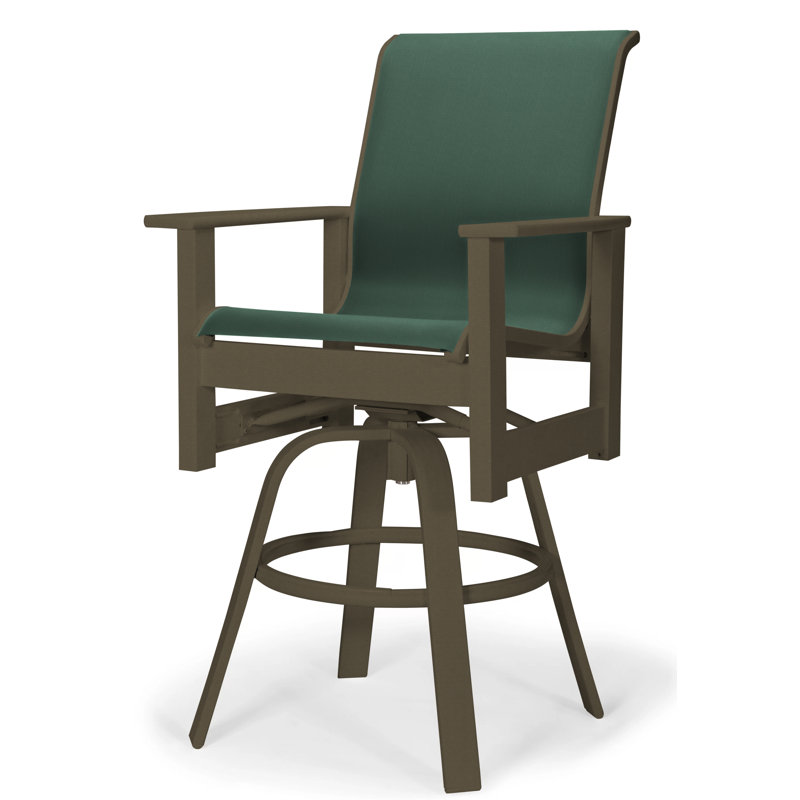 Fauteuil pivotant à hauteur de barre Leeward MGP, Vert forêt 22D Sunbrella® vert, Bois de plage texturé