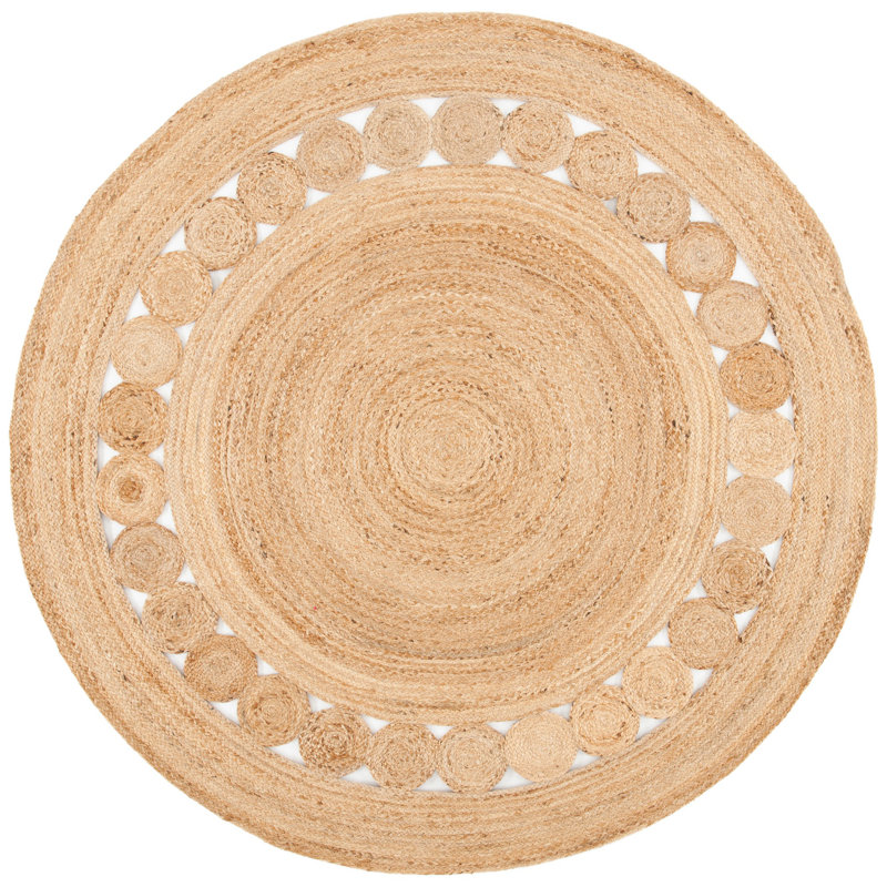 Round Casas Jute Beige Area Rug, Round 6'