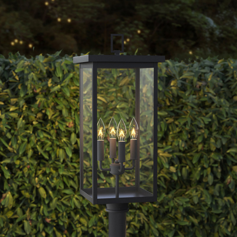 Barkeley 4 Light 26.13" Tall Outdoor Single Head Post Light, Powder Coated Black