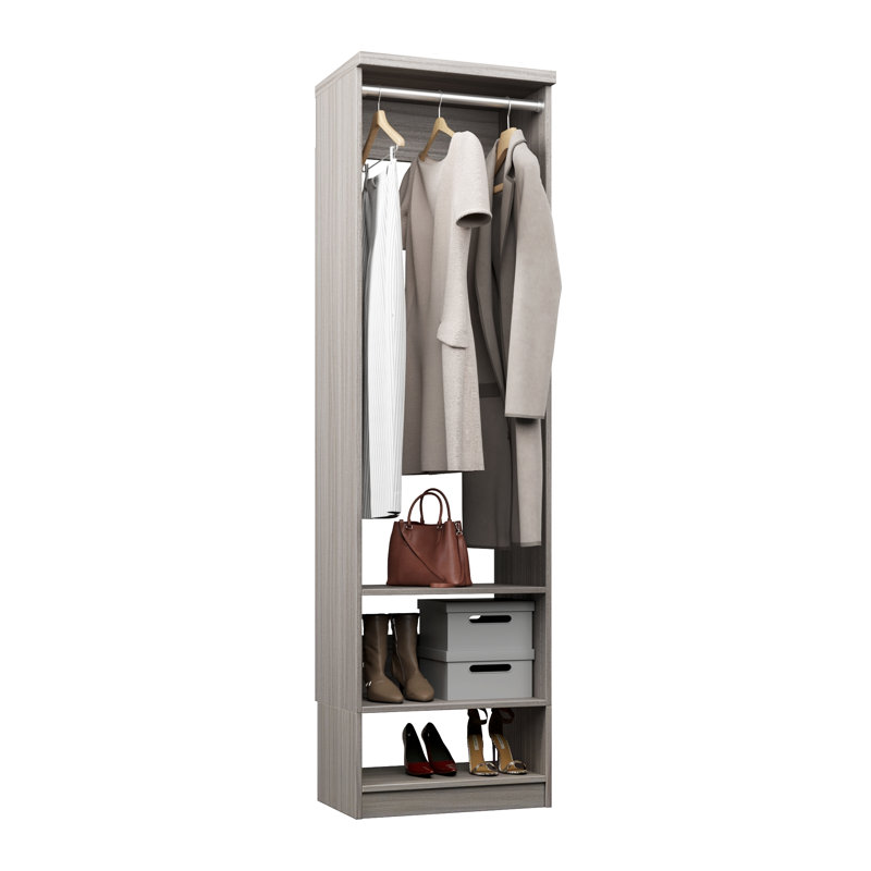 Grey Oak 22.5" Floor-Mounted Closet Section with 1 Clothing Rod & 2 Shelves, 22.5, Grey Oak