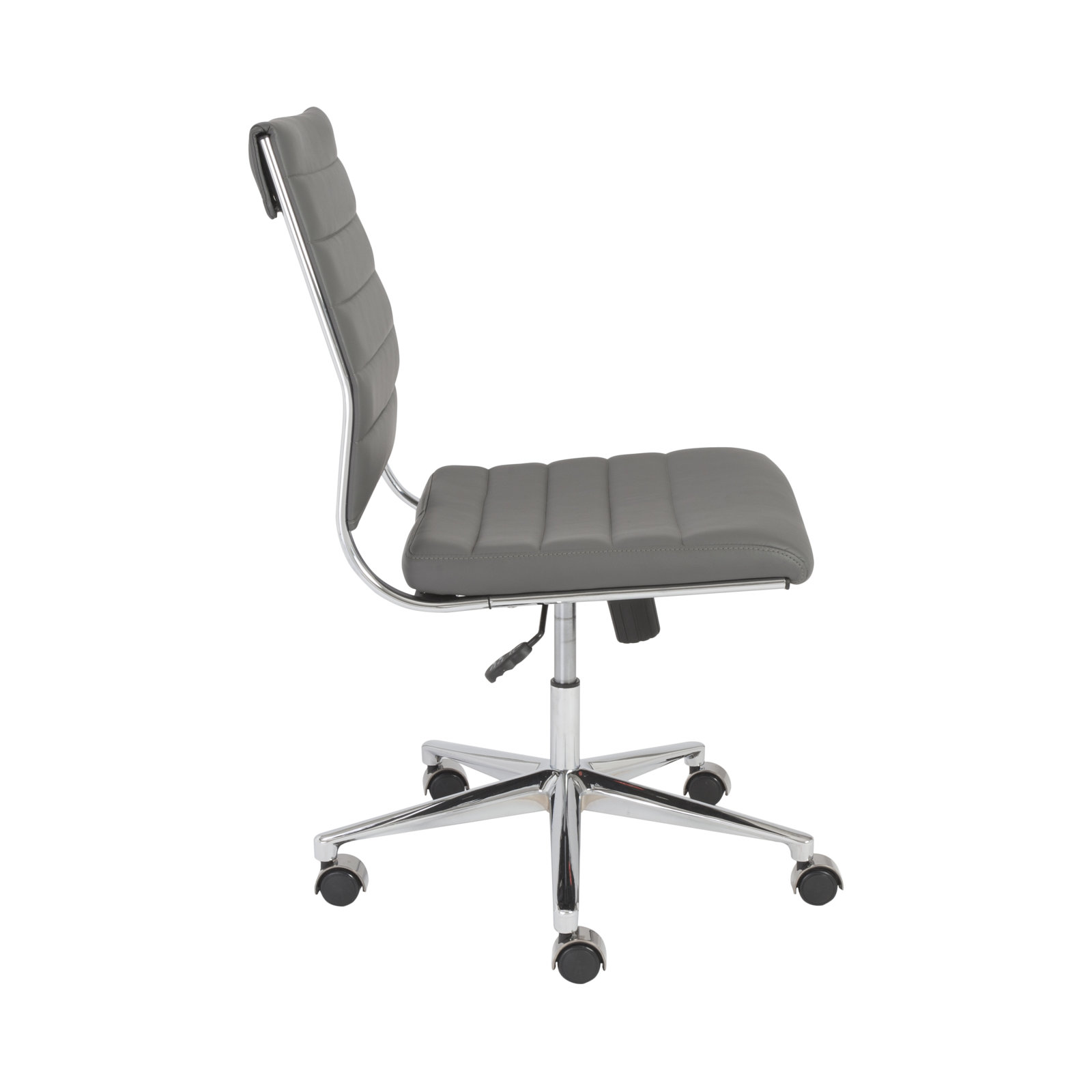 Rossie Office Chair, Gray Faux Leather, No